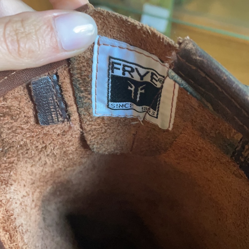 Frye Brown Leather Mid-Calf Combat Moto Boots - Picture 6 of 7